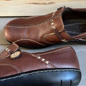 Clarks Leather Slip On Shoes Sixty Delta 35063